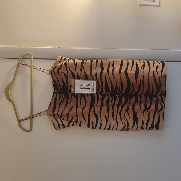 Realisation Par Dresses & Skirts - Realisation Par Tiger Print Mini Dress - Black and Tan